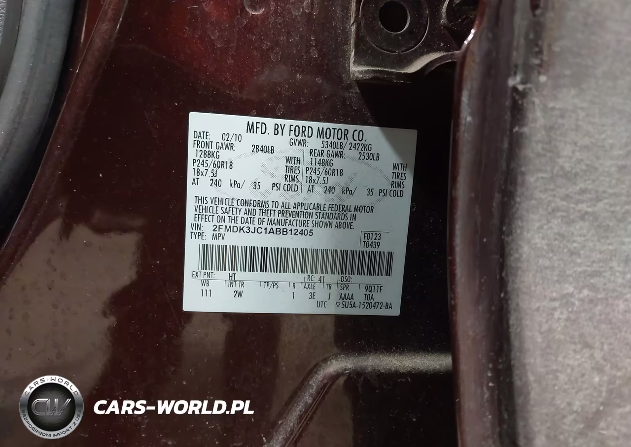 2010 Ford Edge Sel VIN:2FMDK3JC1ABB12405 - 9