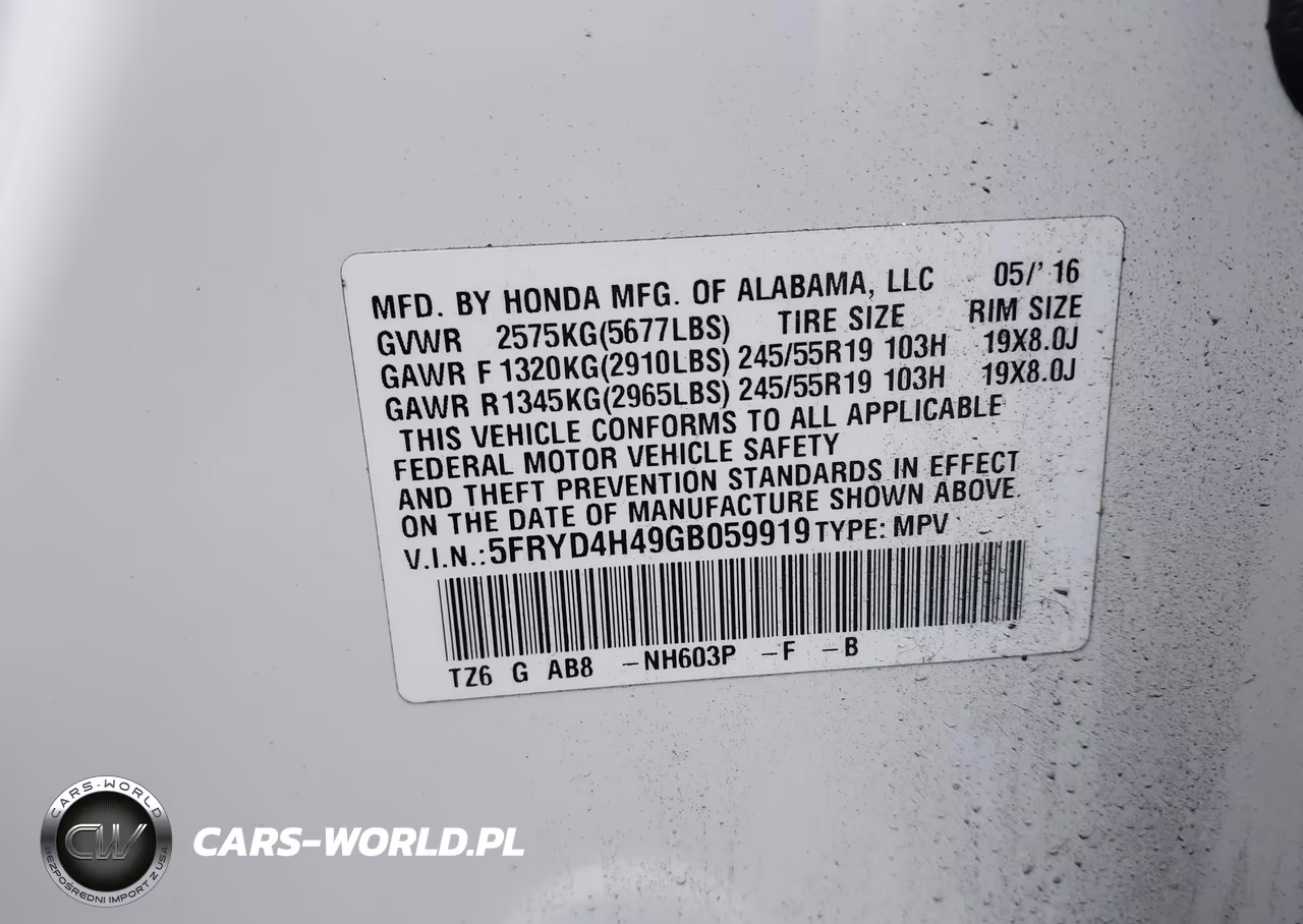 2016 Acura Mdx Technology Acurawatch Plus Packages-Technology Package VIN:5FRYD4H49GB059919 - 9