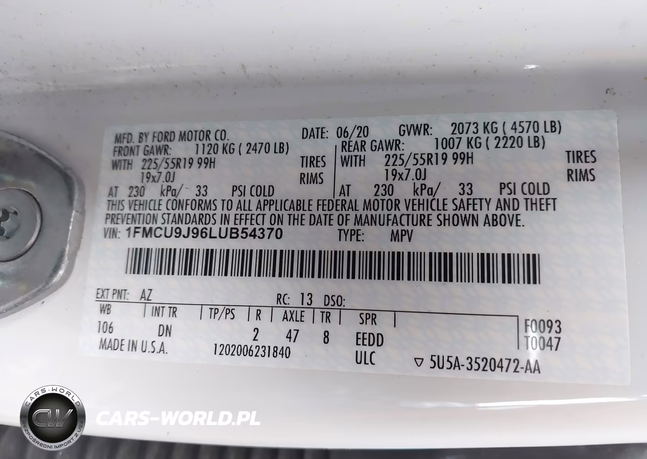 2020 Ford Escape Titanium VIN:1FMCU9J96LUB54370 - 9