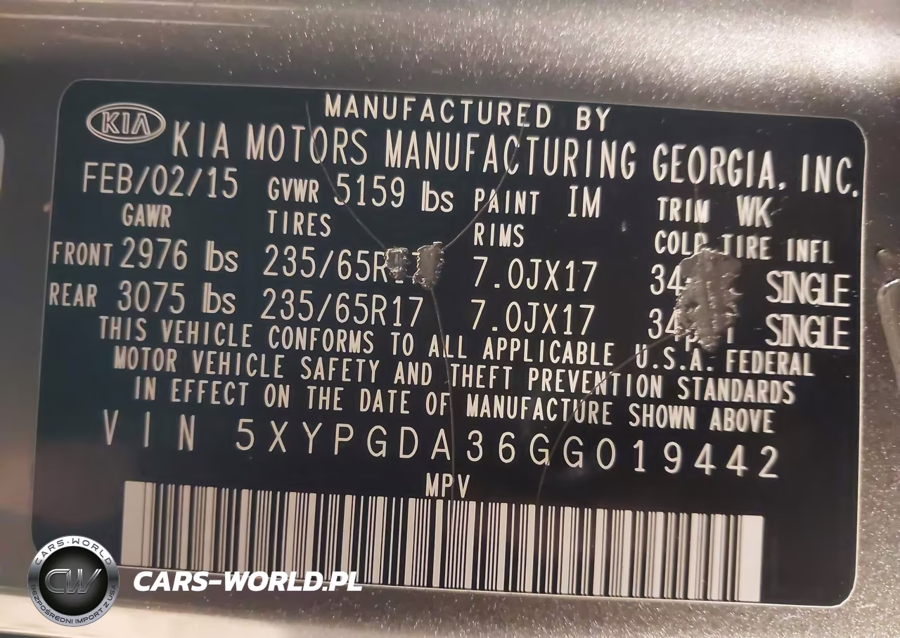 2016 Kia Sorento 2.4L Lx VIN:5XYPGDA36GG019442 - 9