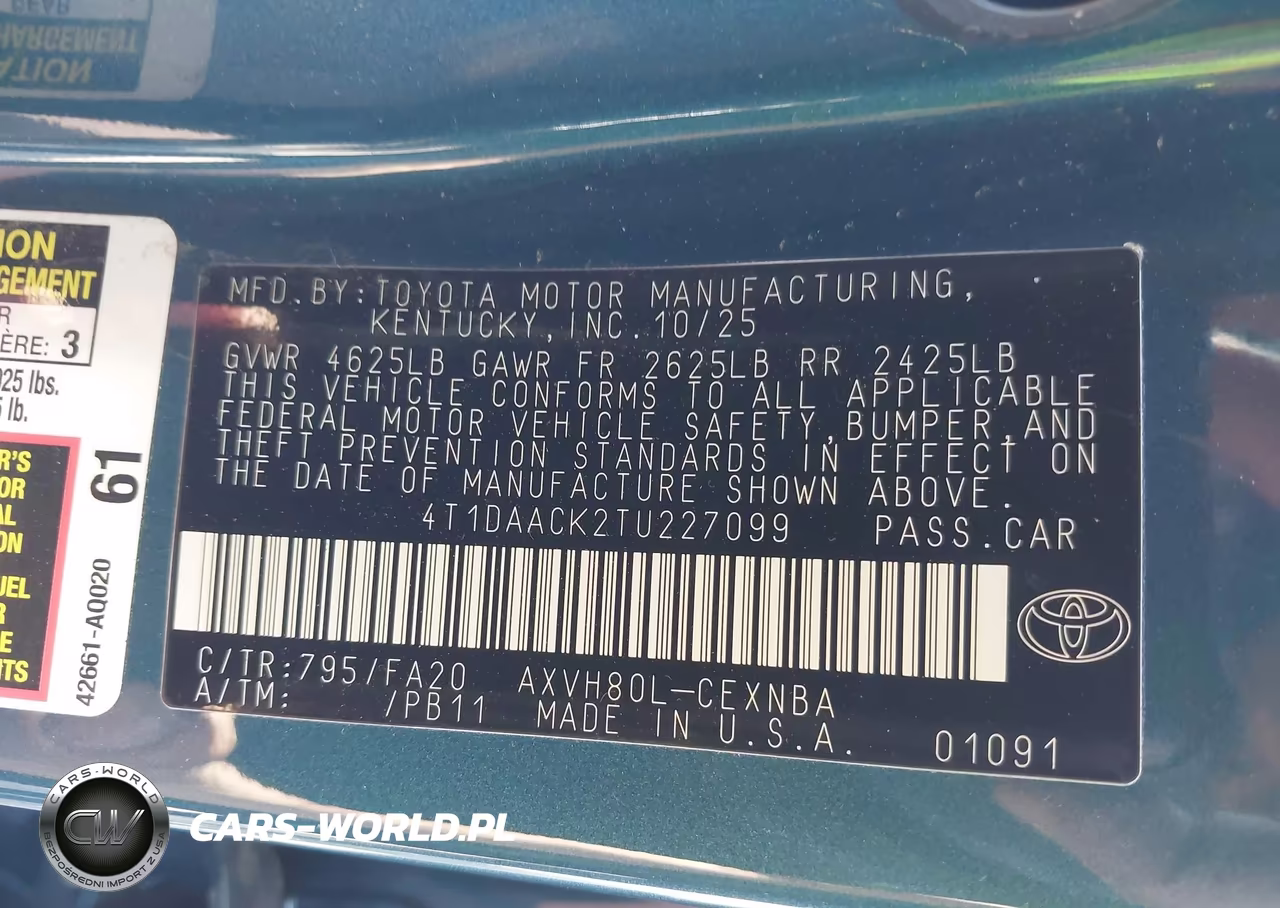 2026 Toyota Camry Xse-Night Shade-Le-Xle-Se VIN:4T1DAACK2TU227099 - 9