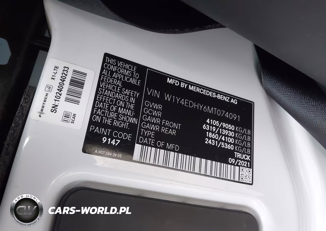 2021 Mercedes-Benz Sprinter 2500 High Roof V6 VIN:W1Y4EDHY6MT074091 - 9