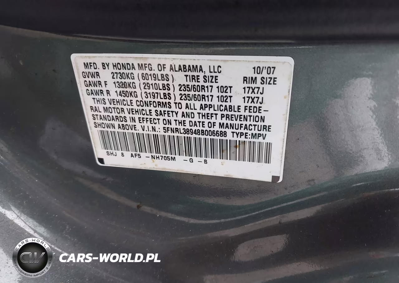 2008 Honda Odyssey Touring VIN:5FNRL38948B006688 - 9