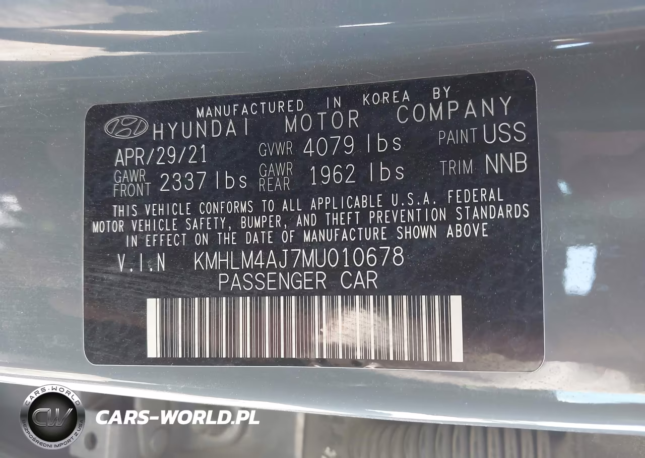 2021 Hyundai Elantra Hybrid Blue VIN:KMHLM4AJ7MU010678 - 9