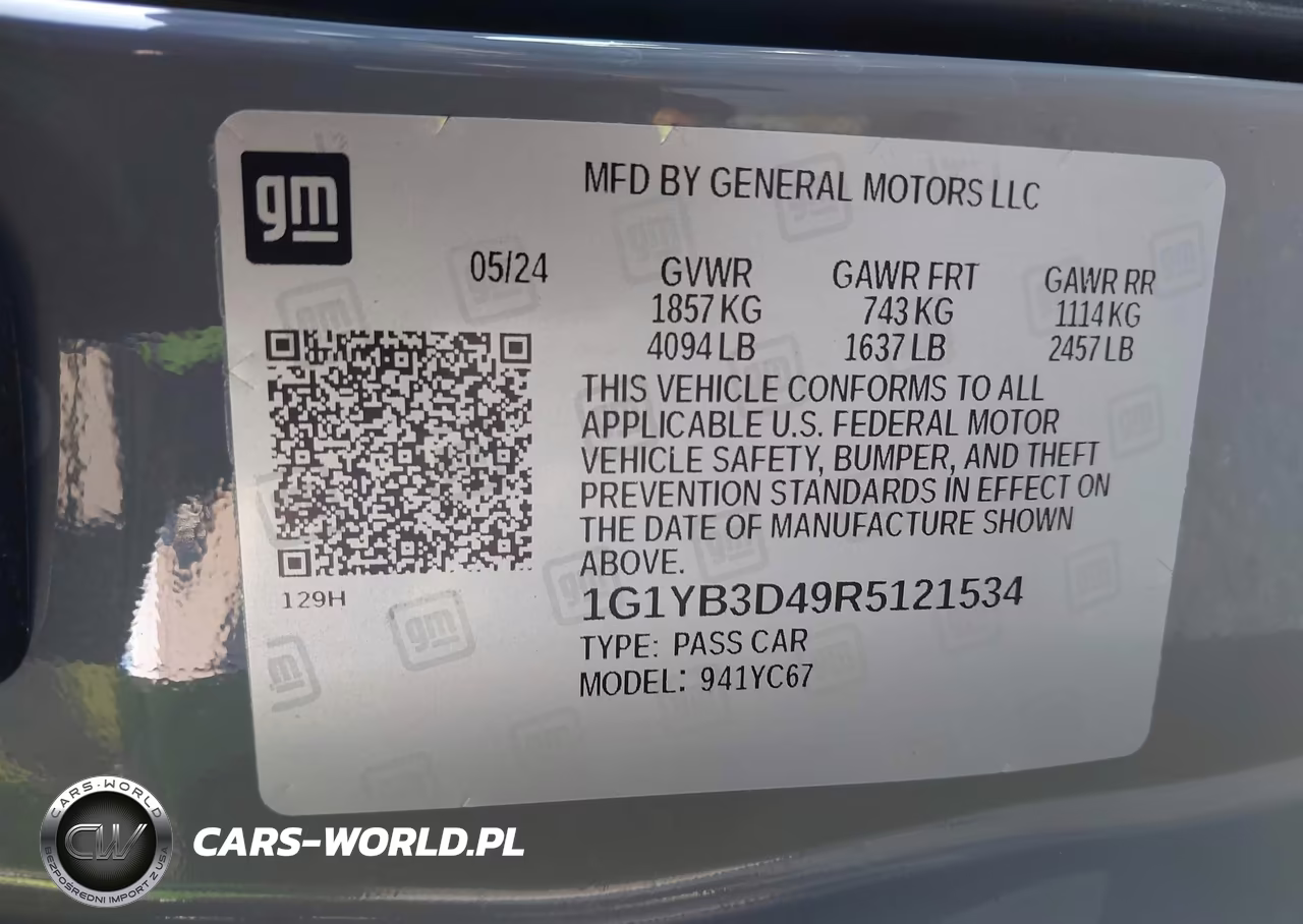 2024 Chevrolet Corvette Stingray Rwd 2Lt VIN:1G1YB3D49R5121534 - 9
