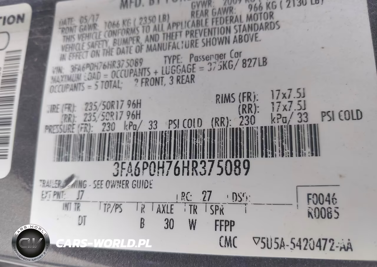 2017 Ford Fusion Se VIN:3FA6P0H76HR375089 - 9