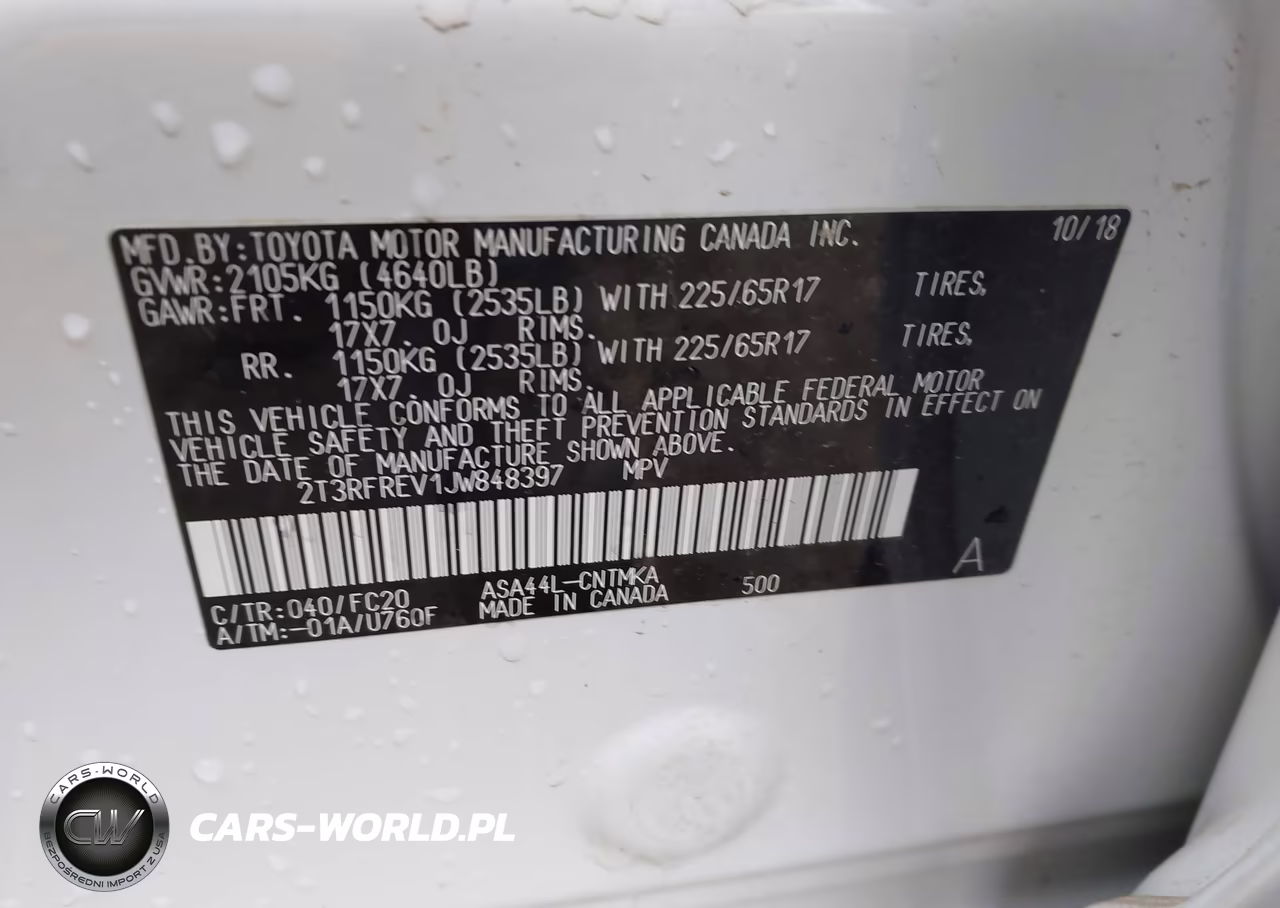 2018 Toyota Rav4 Xle VIN:2T3RFREV1JW848397 - 9