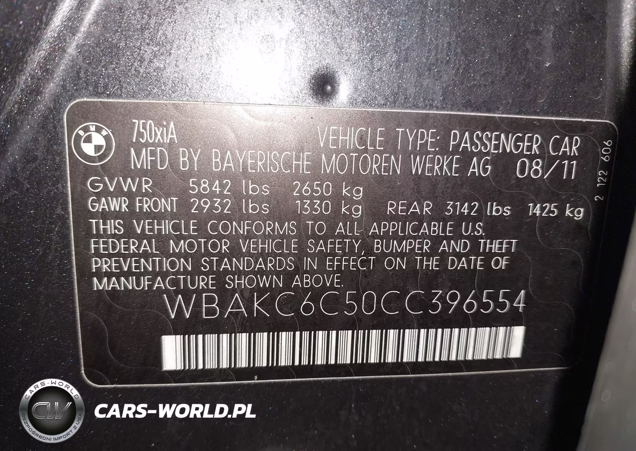 2012 BMW 750I xDrive VIN:WBAKC6C50CC396554 - 9