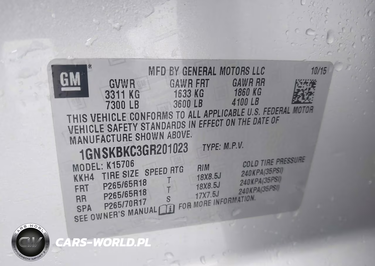 2016 Chevrolet Tahoe Lt VIN:1GNSKBKC3GR201023 - 9