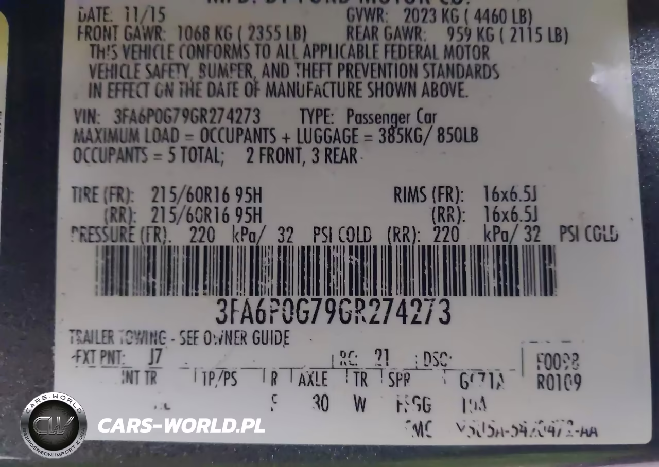 2016 Ford Fusion S VIN:3FA6P0G79GR274273 - 9