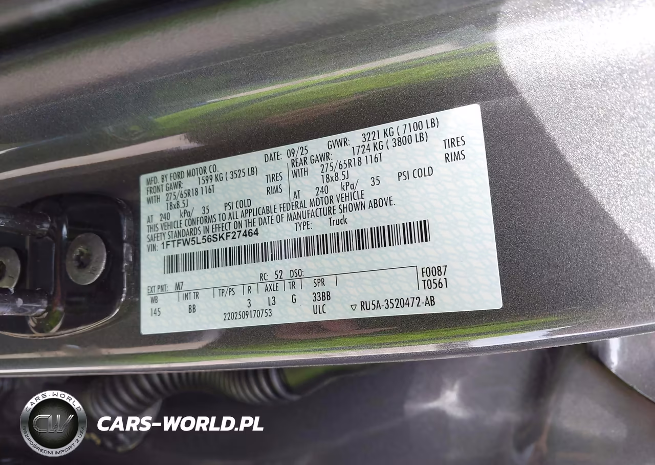 2025 Ford F-150 Lariat VIN:1FTFW5L56SKF27464 - 9
