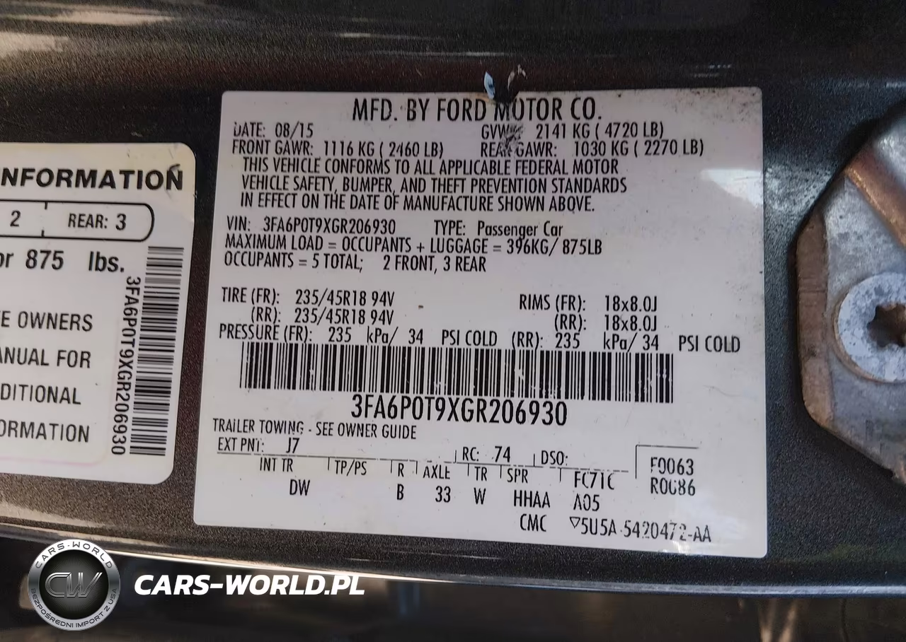 2016 Ford Fusion Se VIN:3FA6P0T9XGR206930 - 9