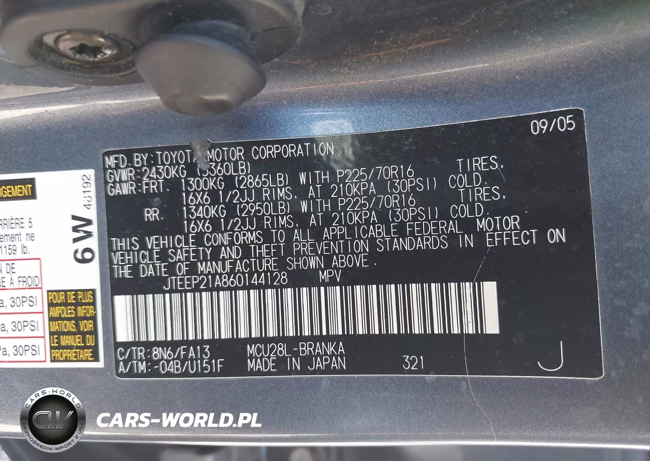 2006 Toyota Highlander V6 VIN:JTEEP21A860144128 - 9