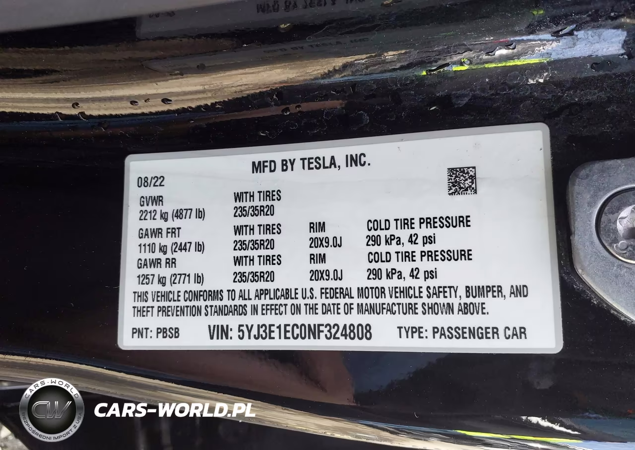 2022 Tesla Model 3 Performance Dual Motor All-Wheel Drive VIN:5YJ3E1EC0NF324808 - 9