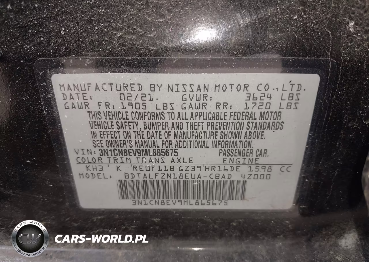 2021 Nissan Versa Sv Xtronic Cvt VIN:3N1CN8EV9ML865675 - 9