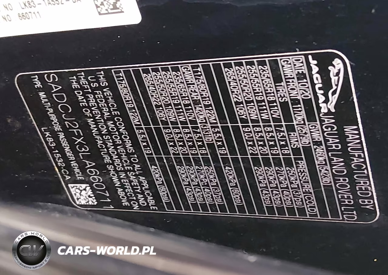 2020 Jaguar F-Pace Premium P250 Awd Automatic VIN:SADCJ2FX3LA660711 - 9