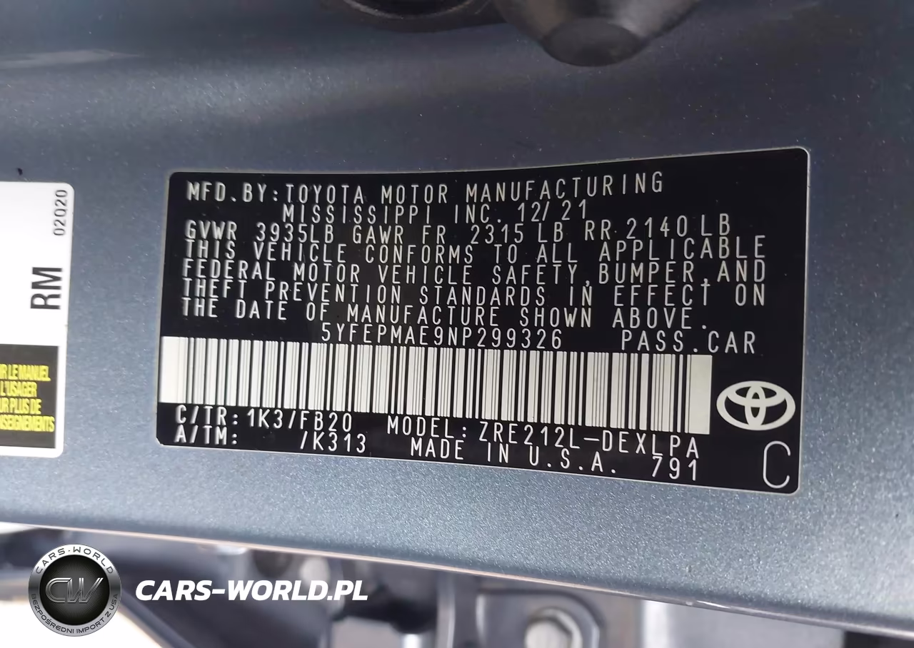 2022 Toyota Corolla Le VIN:5YFEPMAE9NP299326 - 9