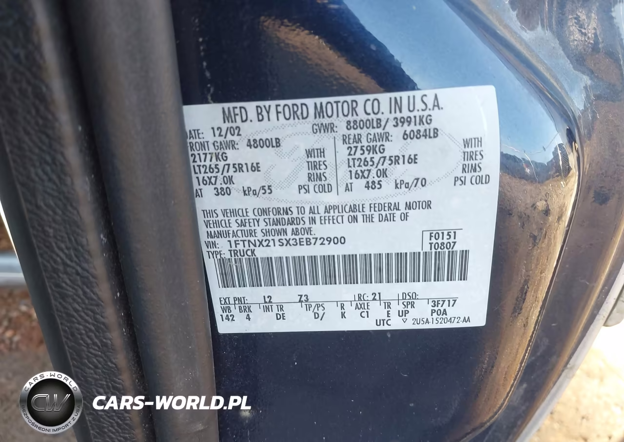 2003 Ford F-250 Lariat-Xl-Xlt VIN:1FTNX21SX3EB72900 - 9