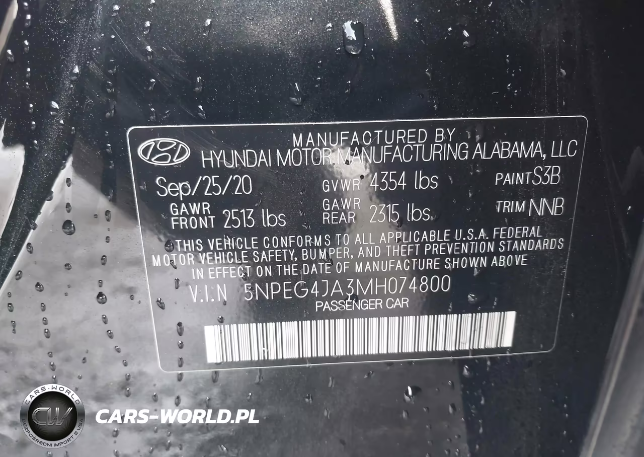 2021 Hyundai Sonata Se VIN:5NPEG4JA3MH074800 - 9