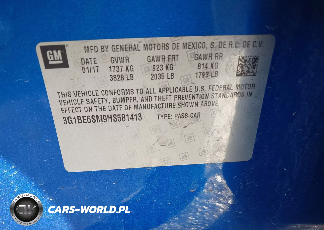 2017 Chevrolet Cruze Lt Auto VIN:3G1BE6SM9HS581413 - 9