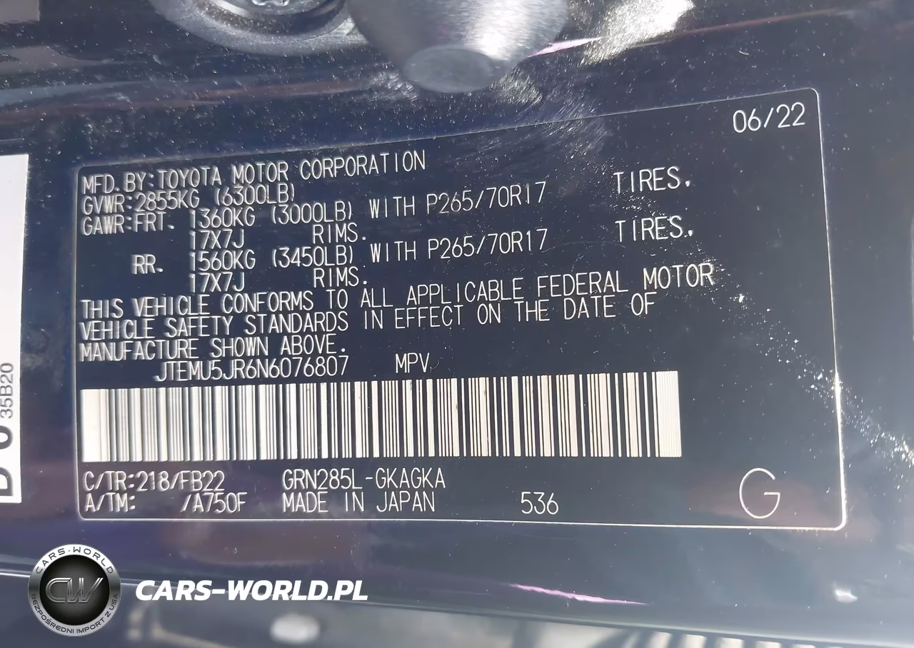 2022 Toyota 4Runner Sr5 VIN:JTEMU5JR6N6076807 - 9