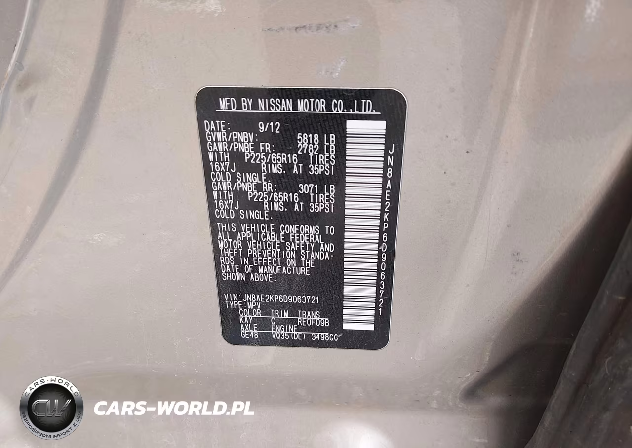 2013 Nissan Quest Sv VIN:JN8AE2KP6D9063721 - 9