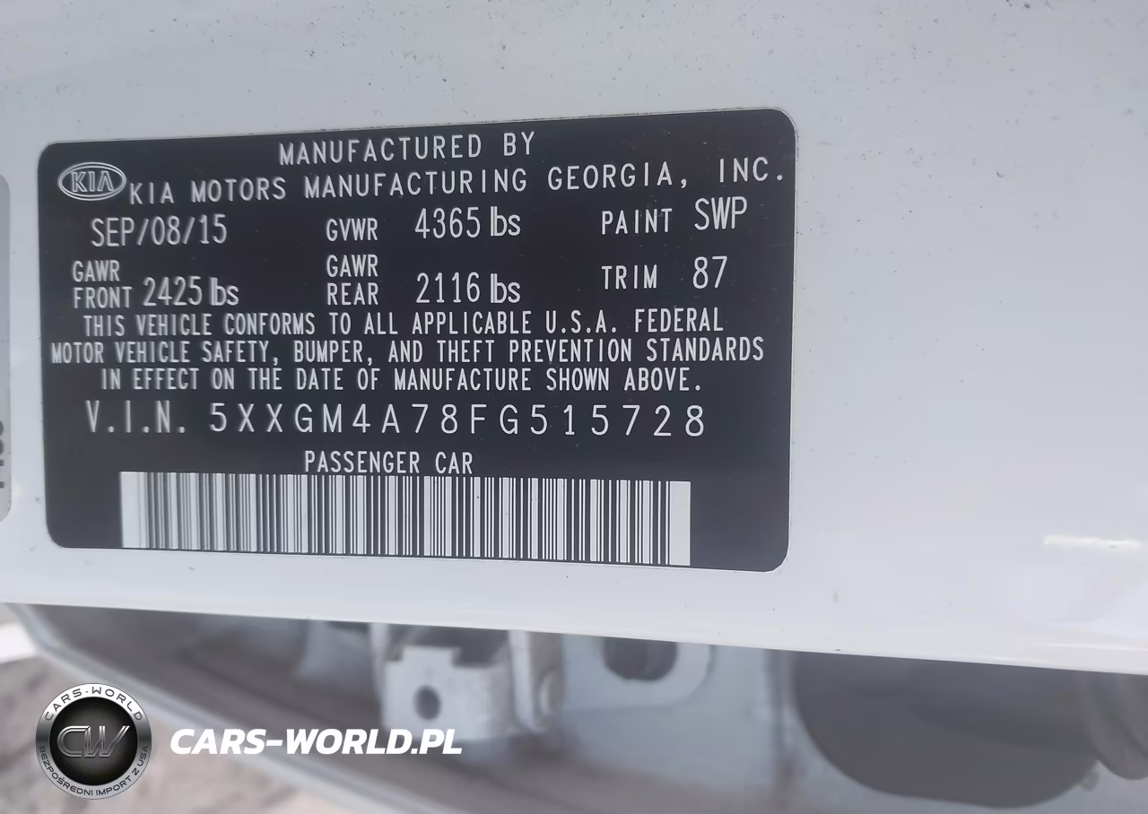 2015 Kia Optima Lx VIN:5XXGM4A78FG515728 - 9