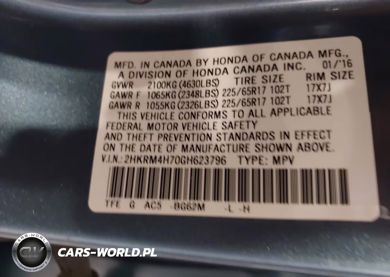2016 Honda Cr-V Ex-L VIN:2HKRM4H70GH623796 - 9