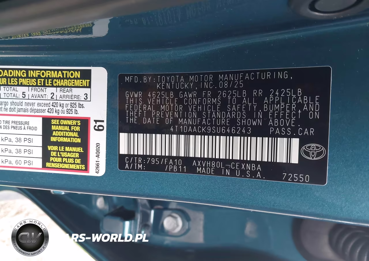 2025 Toyota Camry Le VIN:4T1DAACK9SU646243 - 9