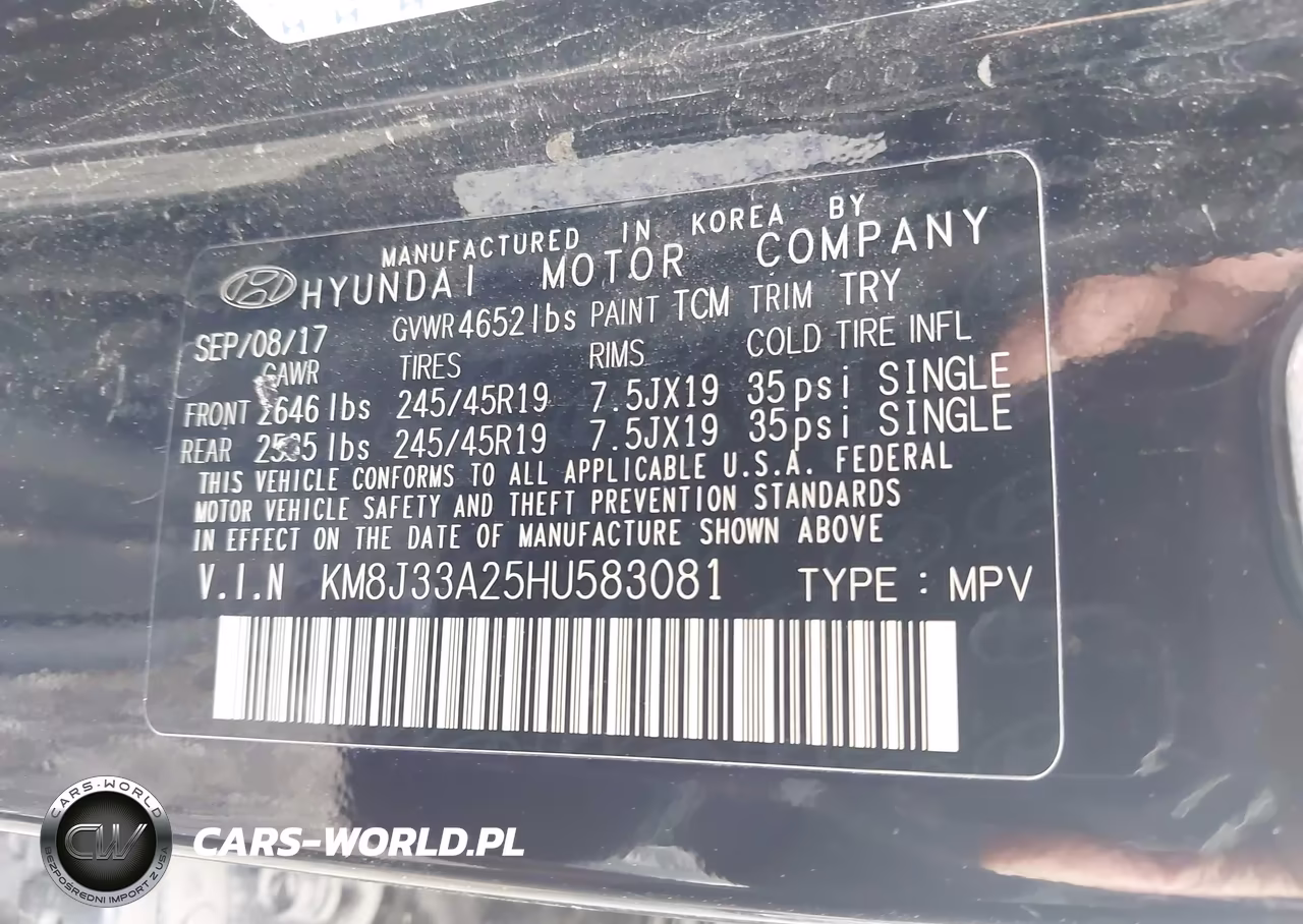 2017 Hyundai Tucson Sport VIN:KM8J33A25HU583081 - 9