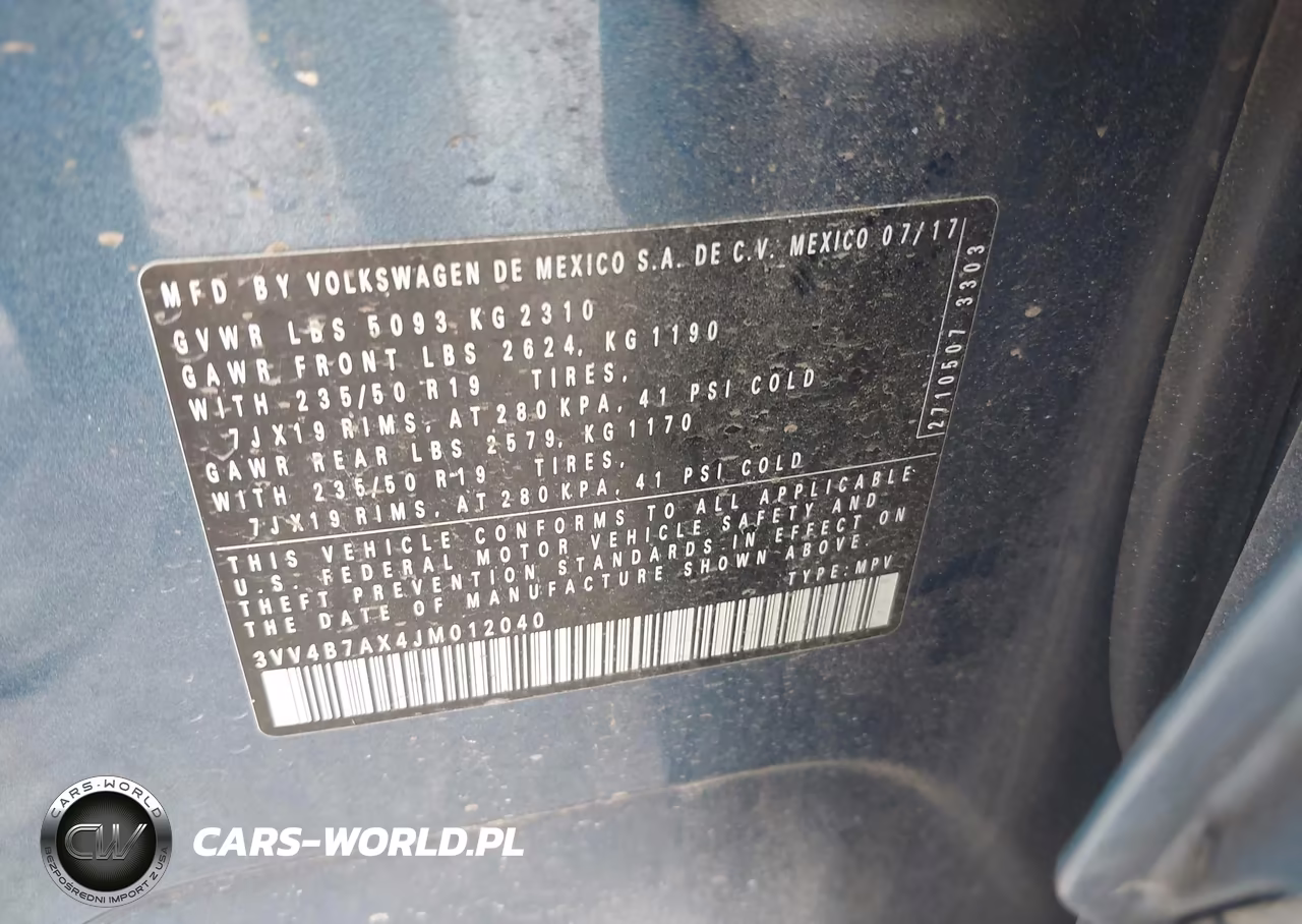 2018 Volkswagen Tiguan 2.0T Sel Premium VIN:3VV4B7AX4JM012040 - 9