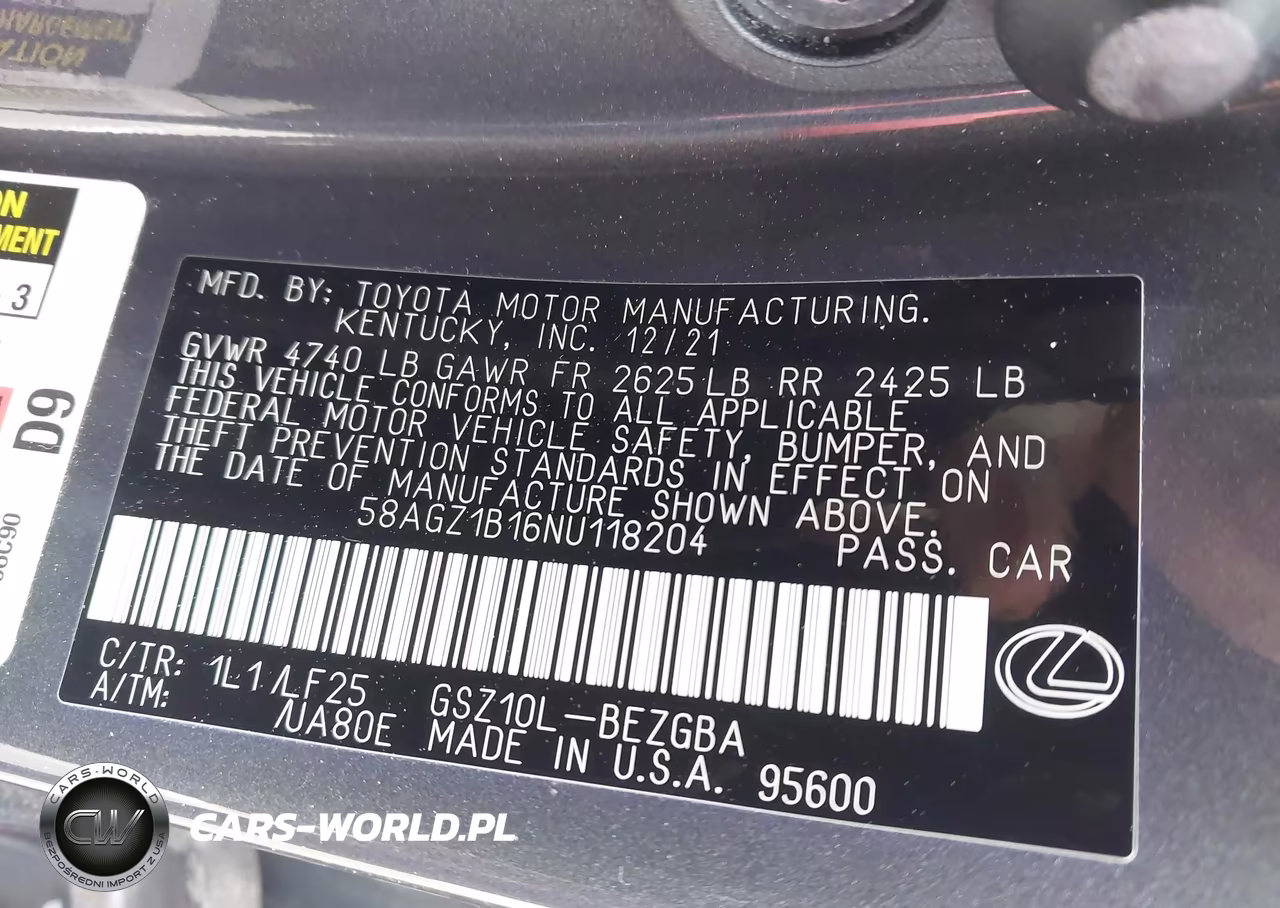 2022 Lexus Es 350 F Sport VIN:58AGZ1B16NU118204 - 9