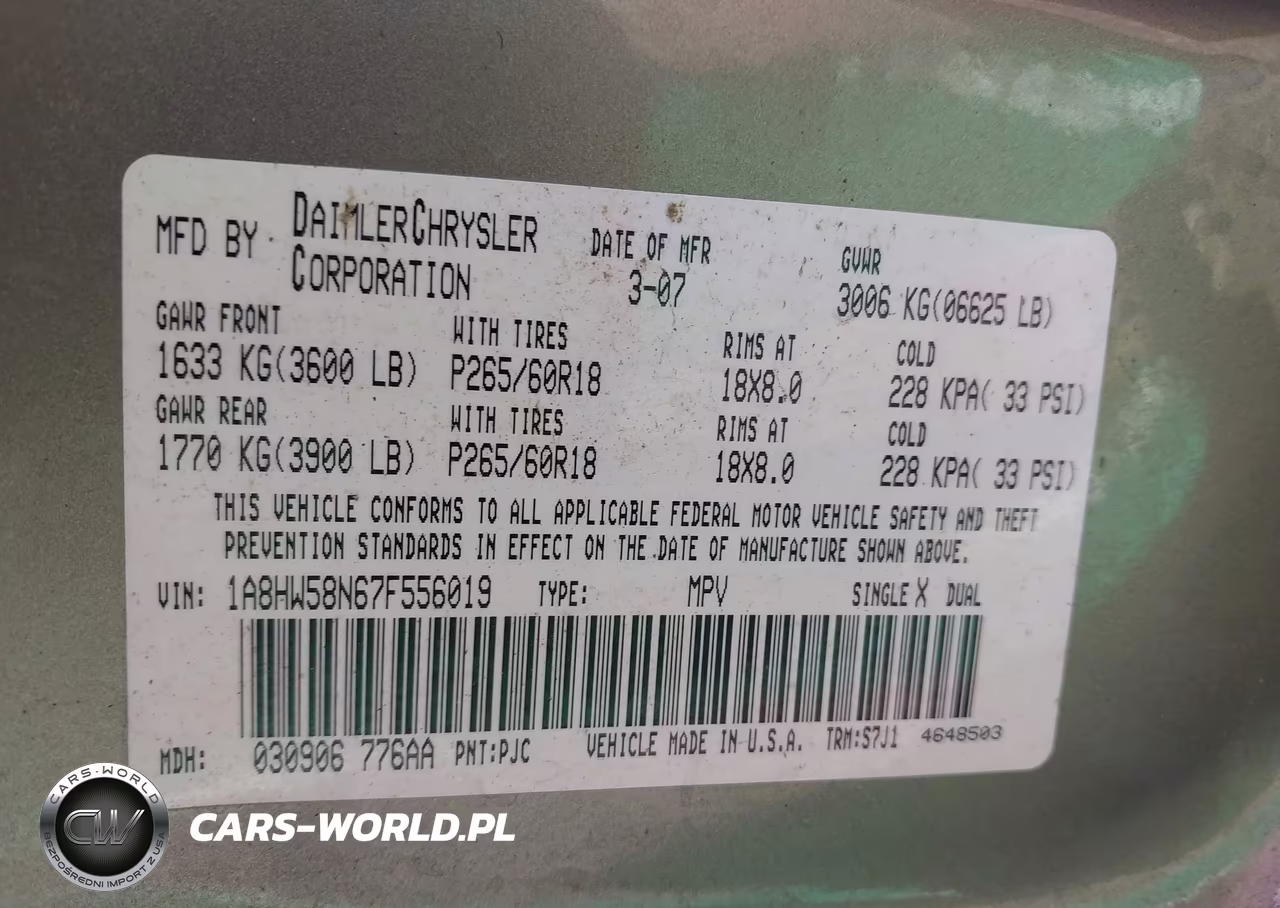 2007 Chrysler Aspen Limited VIN:1A8HW58N67F556019 - 9