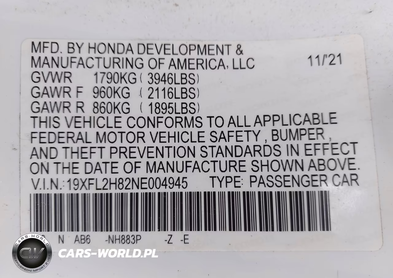 2022 Honda Civic Sport VIN:19XFL2H82NE004945 - 9