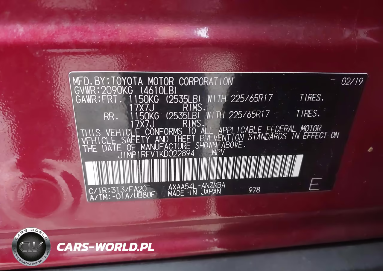 2019 Toyota Rav4 Xle VIN:JTMP1RFV1KD022894 - 9