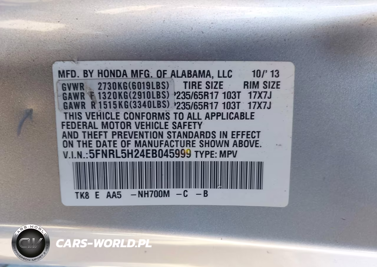 2014 Honda Odyssey Lx VIN:5FNRL5H24EB045999 - 9