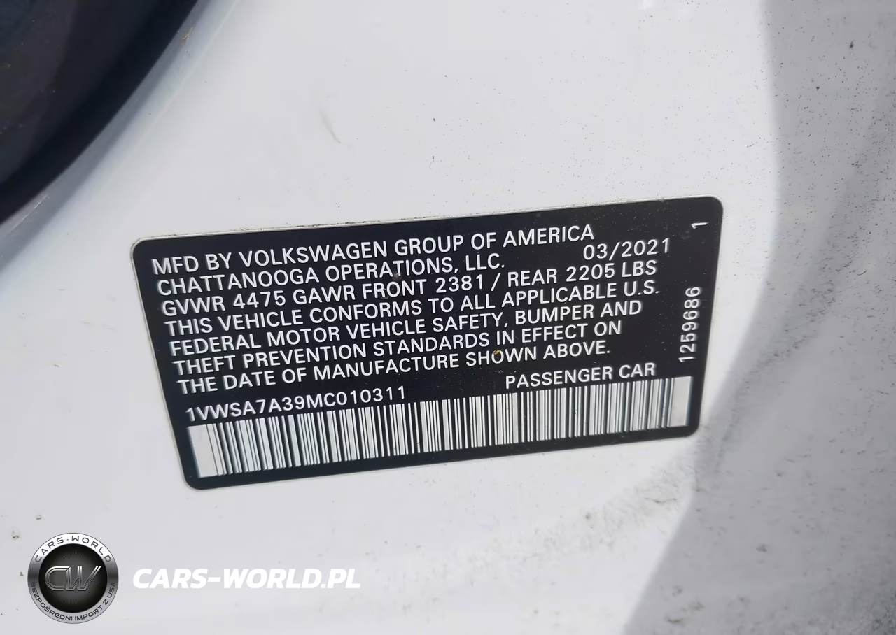 2021 Volkswagen Passat 2.0T Se VIN:1VWSA7A39MC010311 - 9