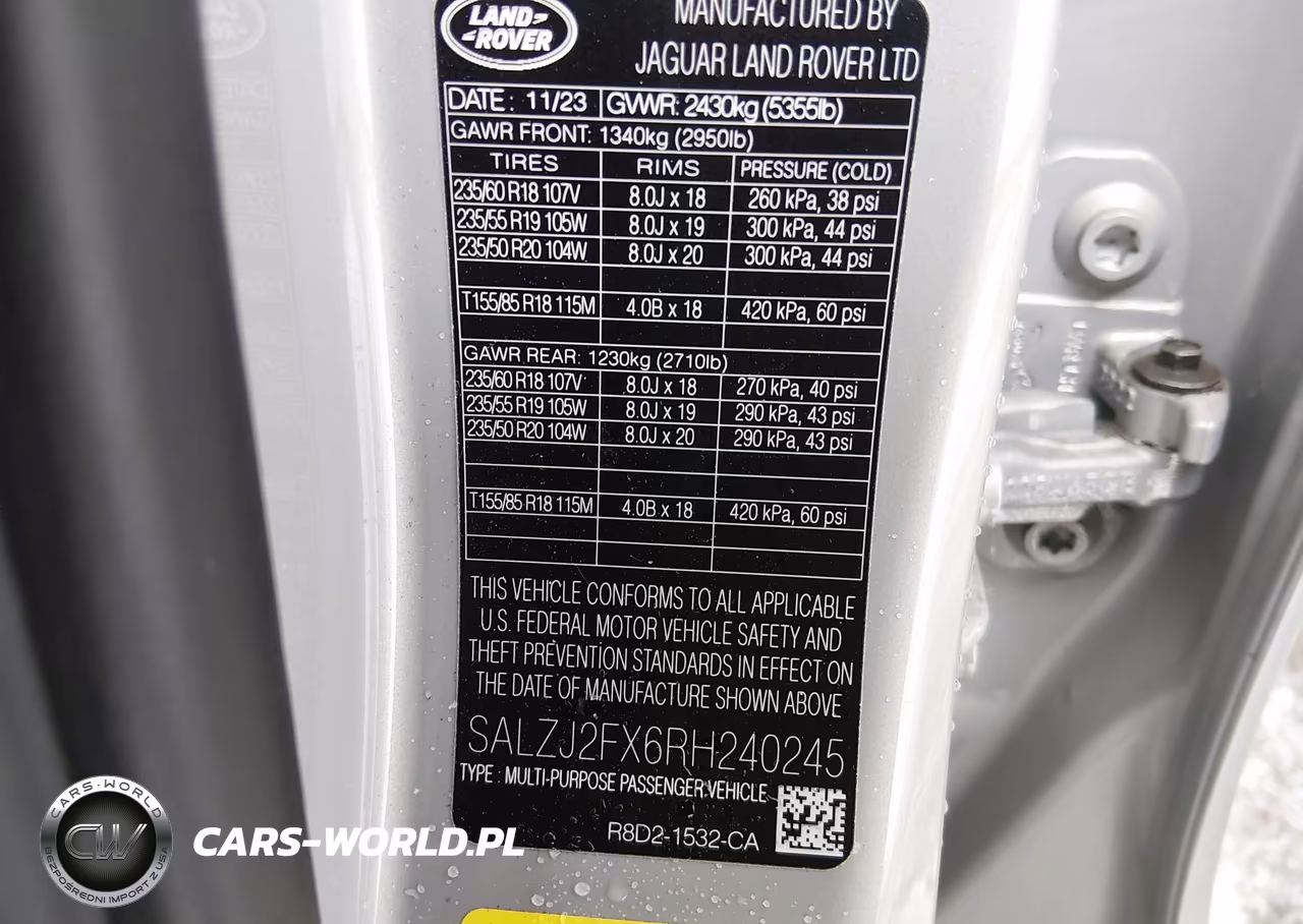 2024 Land Rover Range Rover Evoque Core S VIN:SALZJ2FX6RH240245 - 9