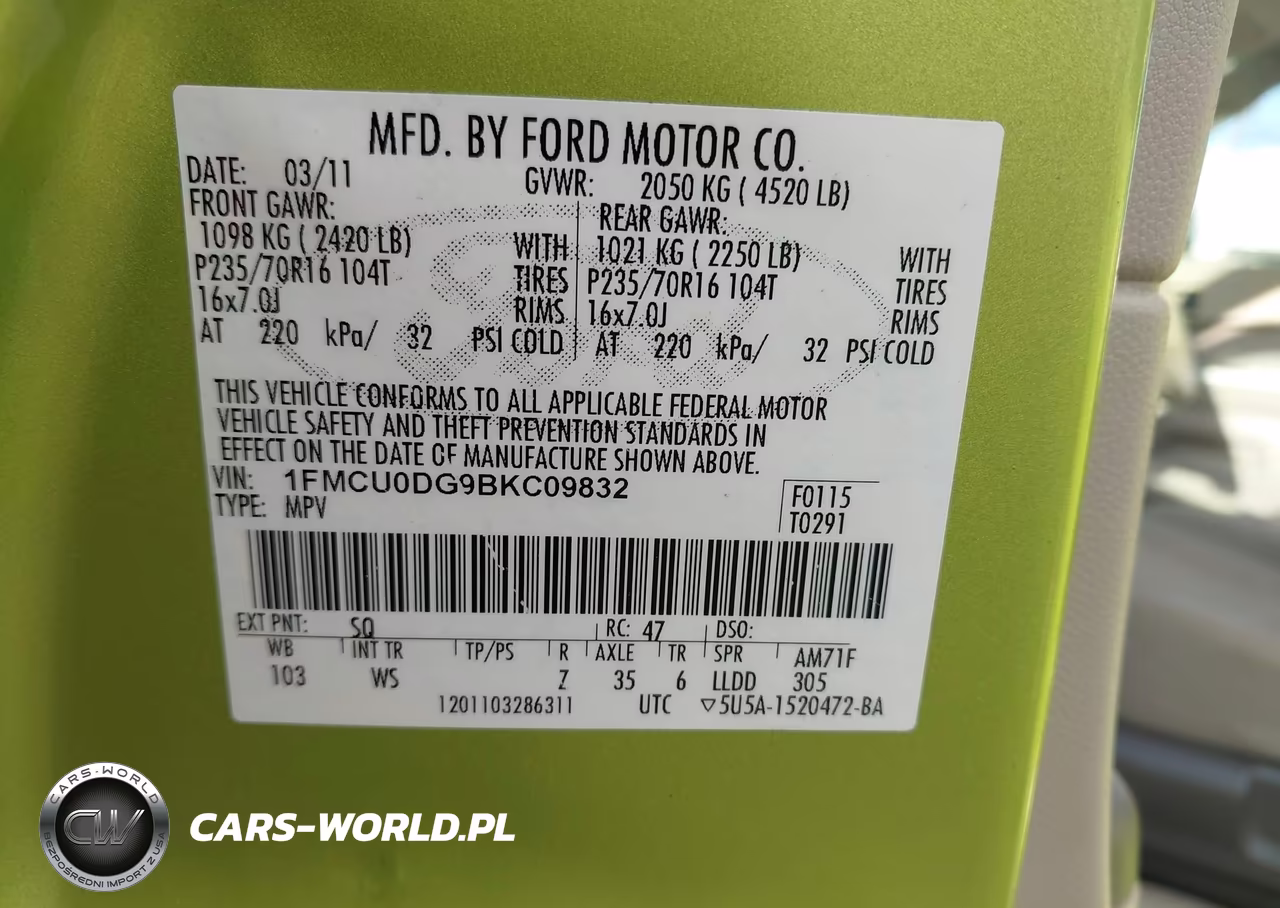 2011 Ford Escape Xlt VIN:1FMCU0DG9BKC09832 - 9