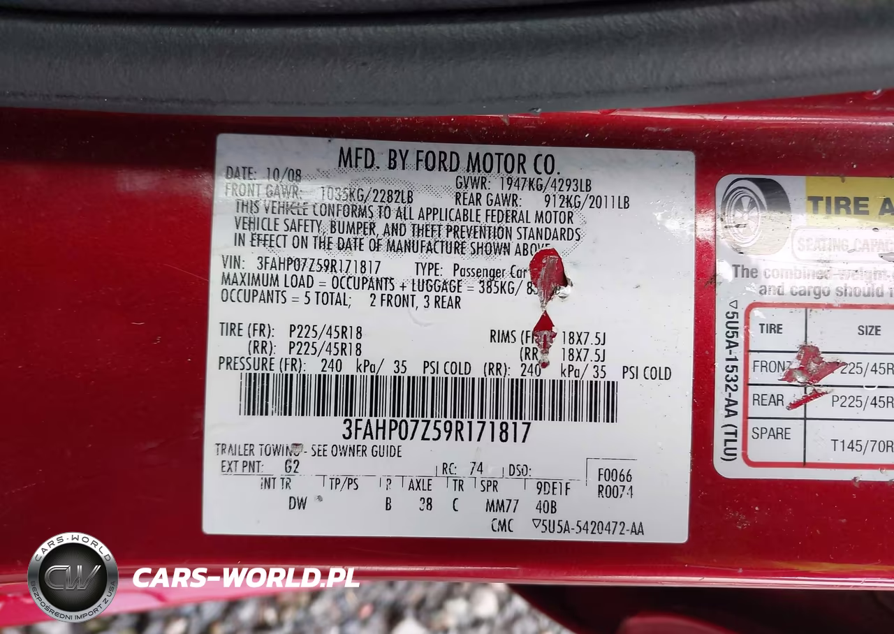 2009 Ford Fusion Se VIN:3FAHP07Z59R171817 - 9