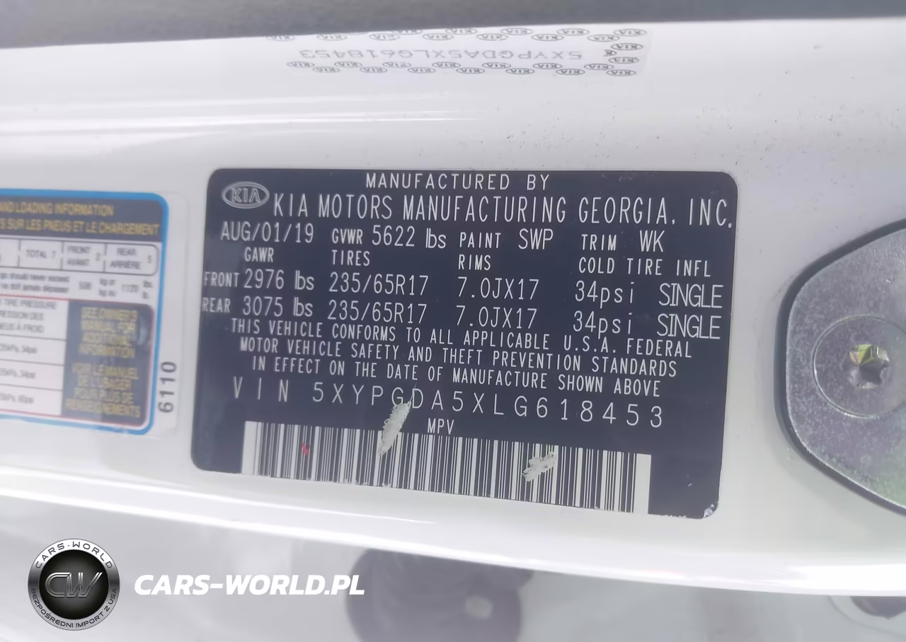 2020 Kia Sorento 3.3L Lx VIN:5XYPGDA5XLG618453 - 9