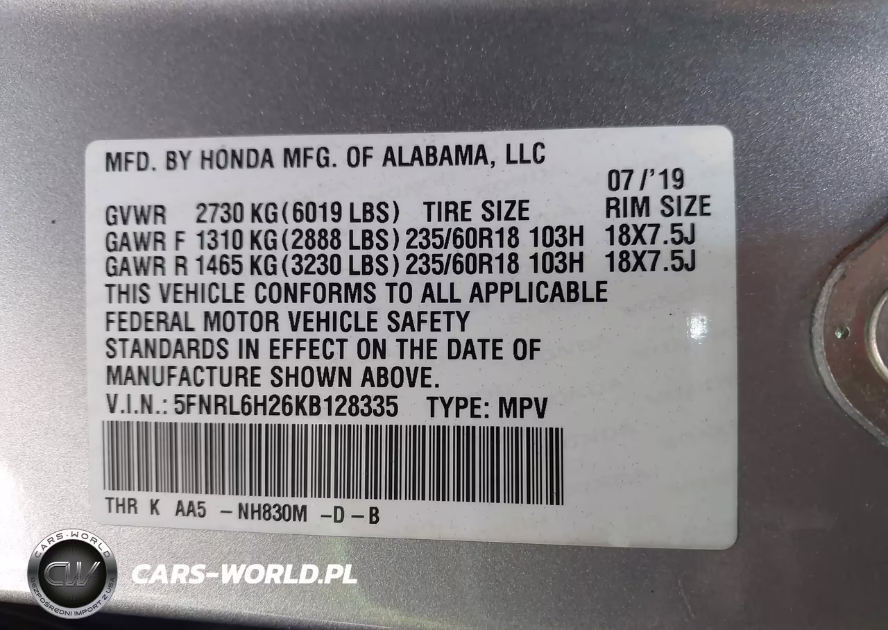 2019 Honda Odyssey Lx VIN:5FNRL6H26KB128335 - 9