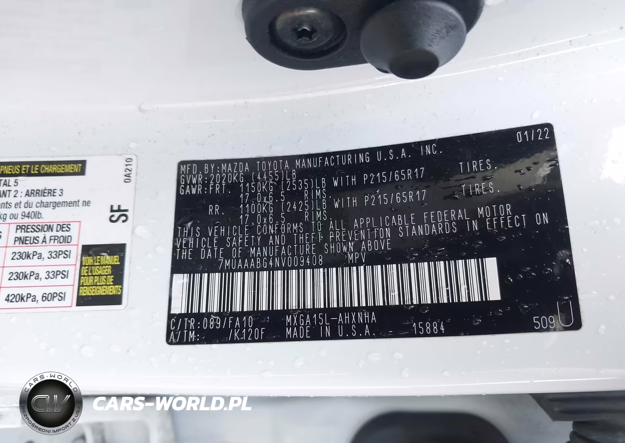 2022 Toyota Corolla Cross L VIN:7MUAAABG4NV009408 - 9