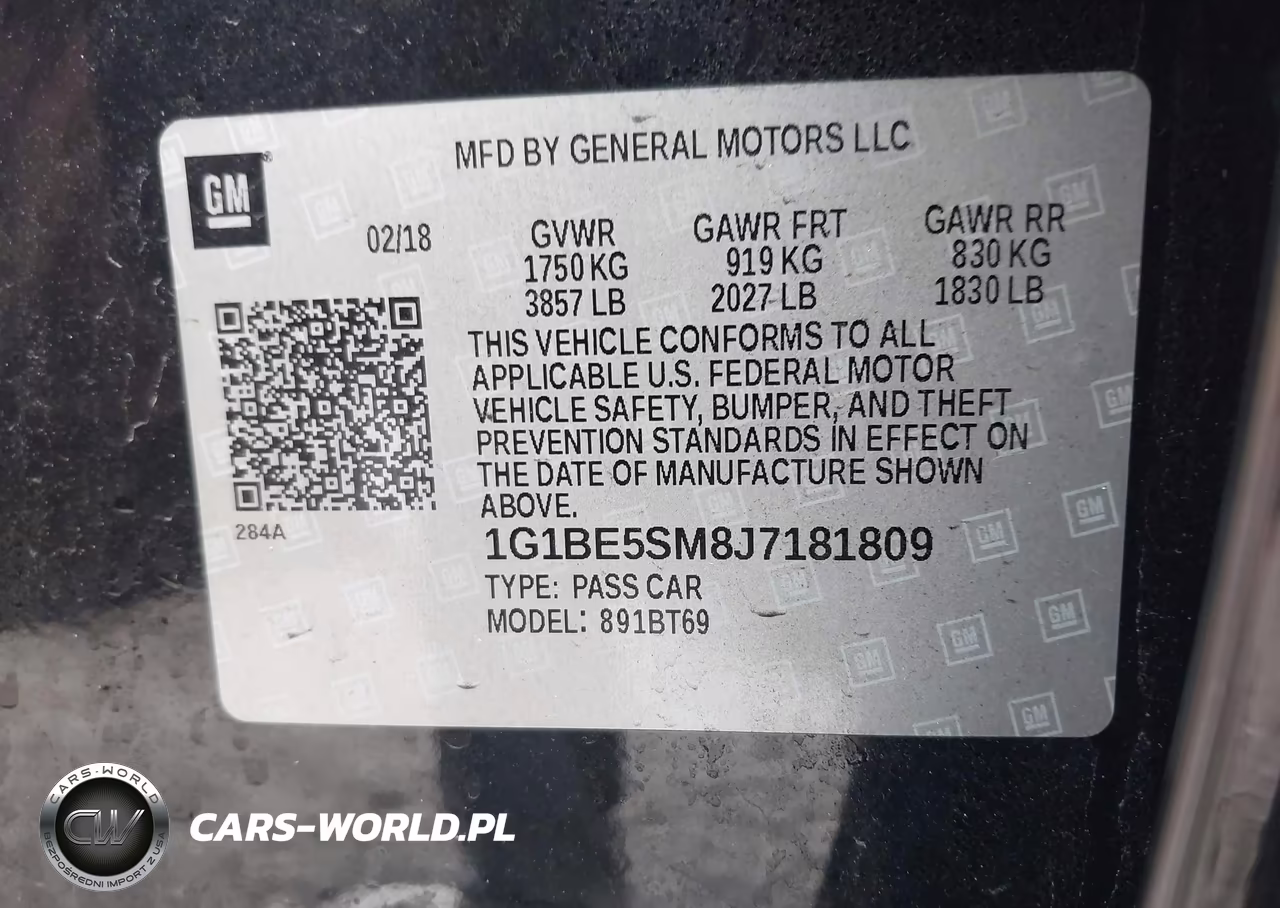 2018 Chevrolet Cruze Lt Auto VIN:1G1BE5SM8J7181809 - 9