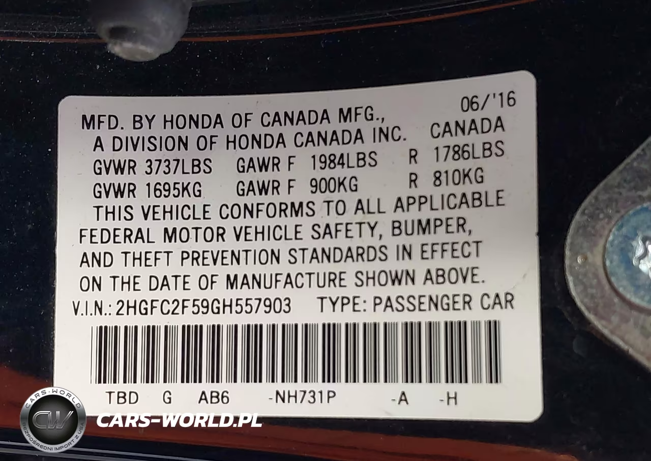 2016 Honda Civic Lx VIN:2HGFC2F59GH557903 - 9