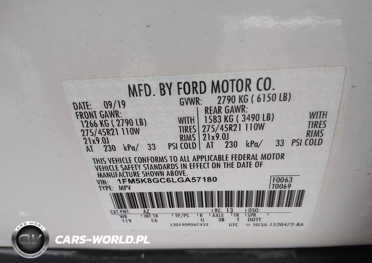 2020 Ford Explorer St VIN:1FM5K8GC6LGA57180 - 9