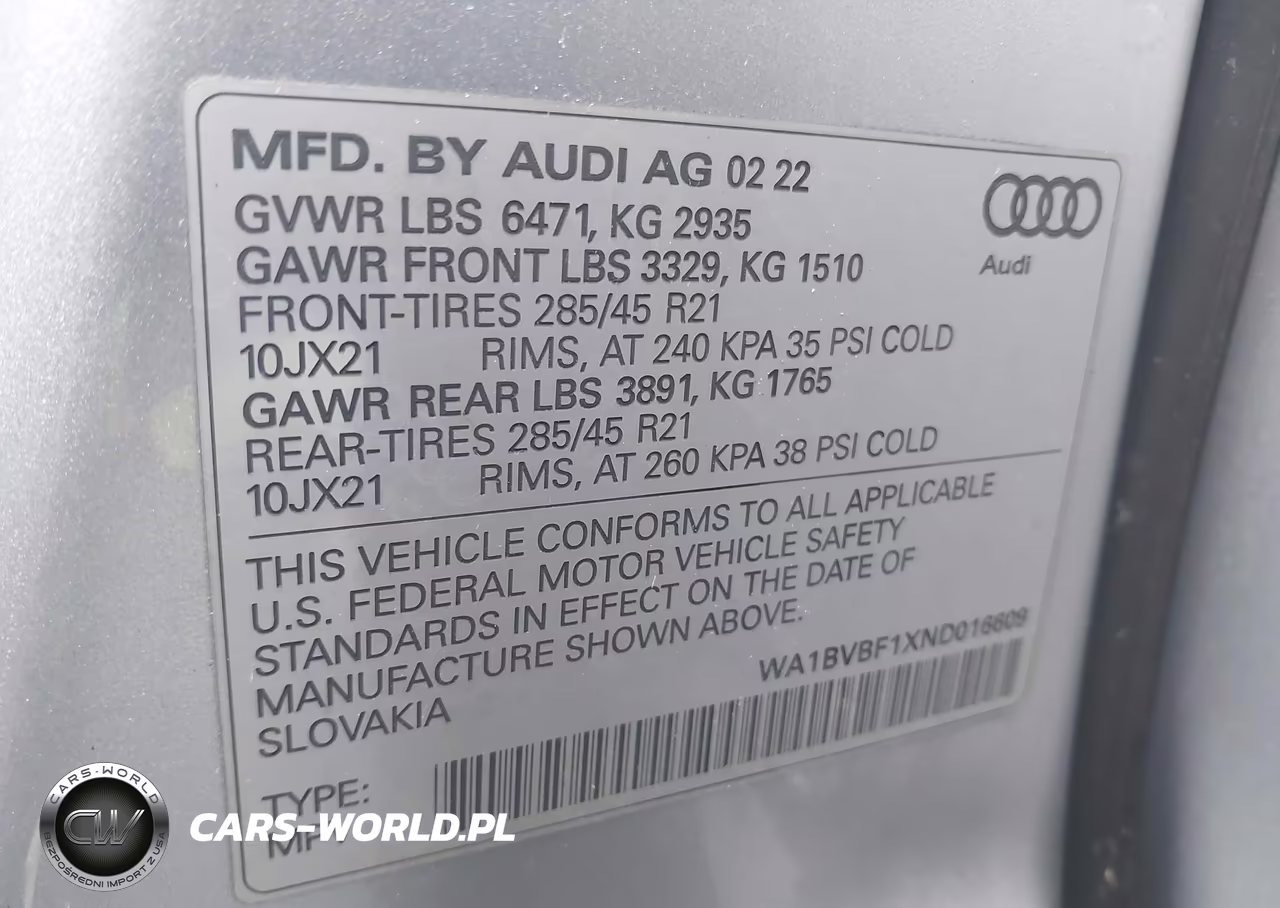 2022 Audi Q8 Premium Plus 55 Tfsi Quattro Tiptronic VIN:WA1BVBF1XND016609 - 9
