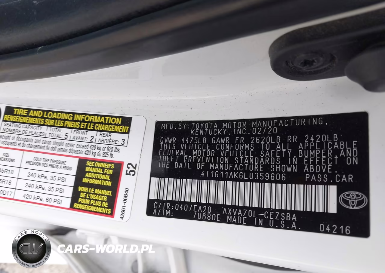 2020 Toyota Camry Se VIN:4T1G11AK6LU359606 - 9