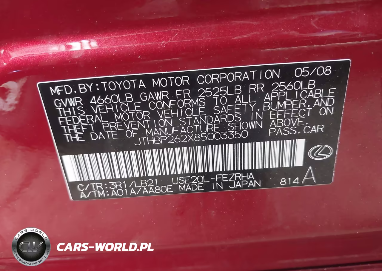 2008 Lexus Is F VIN:JTHBP262X85003350 - 9