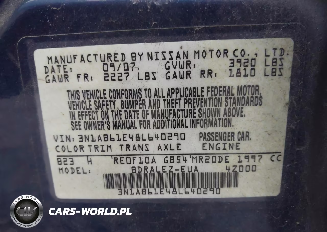 2008 Nissan Sentra 2.0S VIN:3N1AB61E48L640290 - 9